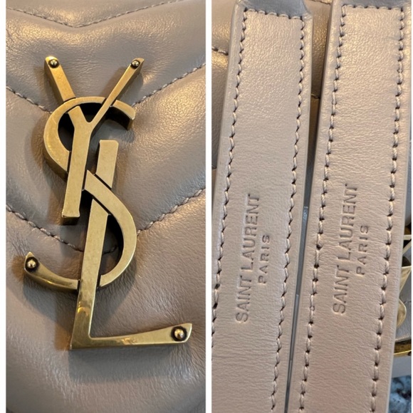 SAINT LAURENT Monogram Loulou Quilted Small Beige Leather Shoulder Bag - Picture 9 of 13